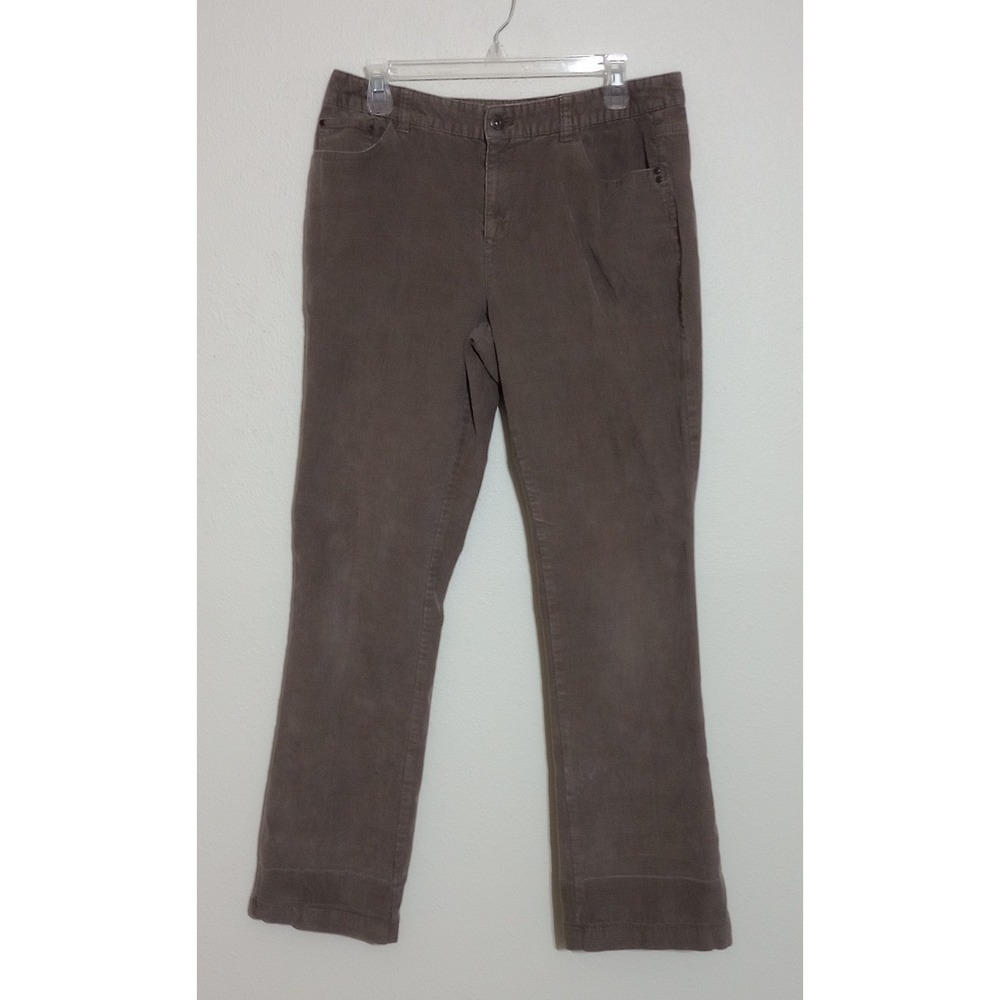 Liz Claiborne Womens Brown Corduroy Pants Stretch Straight Leg Size 12 Taupe